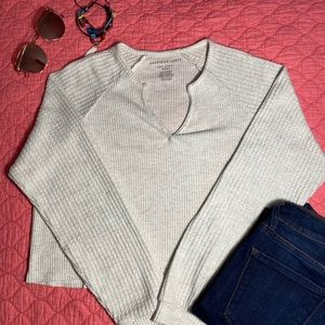 Crop Top V-Neck Sweater